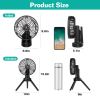 Foldable Camping Fan with Emergency Power Bank 270¬∞ Oscillating Rechargeable Tripod Fan for Hiking Fishing Personal Desk Fan with 4 Speeds 3 Brightne