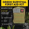 Green Survival First Aid Kit of 255 Supplies Pcs 1000D Nylon Emergency Survival Kit for Men and Women Traveling Hiking Emergency Kit Tactical First Ai