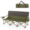 3 Person Folding Camping Chair with 2 Cup Holders Cotton Padding & Storage Bag