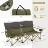 3 Person Folding Camping Chair with 2 Cup Holders Cotton Padding & Storage Bag